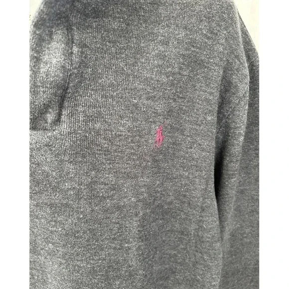 Men's VTG Polo Ralph Lauren Pullover Quarter Zip Button Size XL Charcoal Gray - Picture 3 of 9